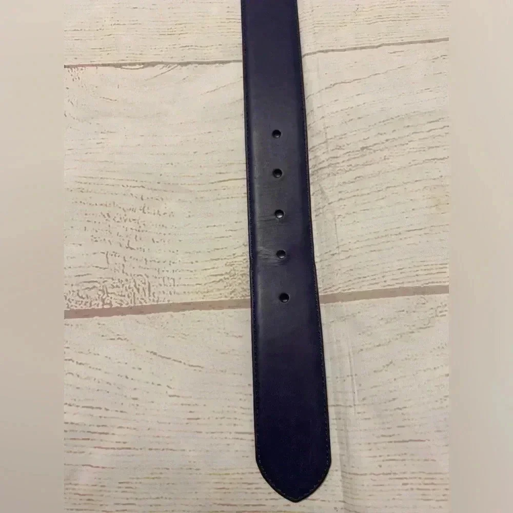 Men’s Navy Blue Smooth Faux Leather Belt Fits‎ Size 36-38